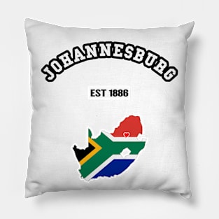 Johannesburg South Africa Strong, RSA Flag Map, 1886, City Pride Pillow