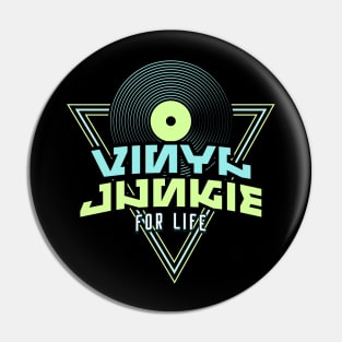 VINYL JUNKIE  - For Life (blue/lime) Pin