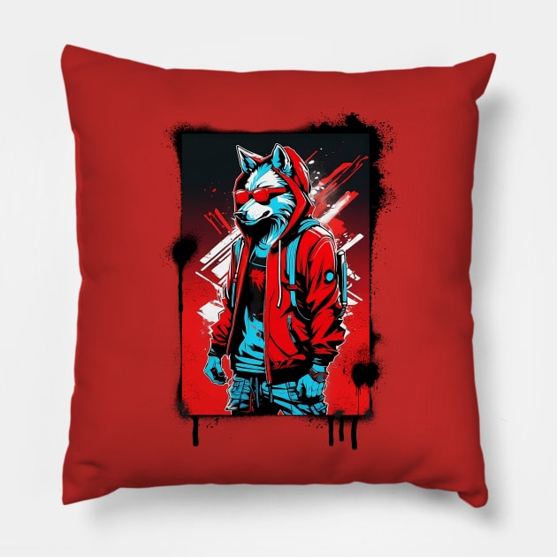 Grafitti Cool Wolfman Vector Pillow by Nativex