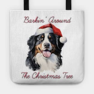 Christmas Bernese Mountain Dog in Santa Hat Tote