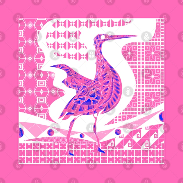 pink agami heron garza in ecopop talavera azulejo pattern in pop wallpaper by jorge_lebeau