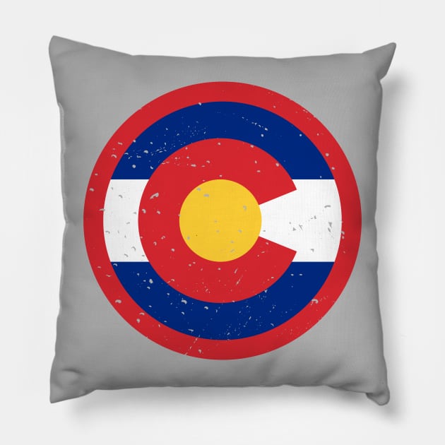 Retro Colorado State Flag // Vintage Colorado Grunge Emblem Pillow by Now Boarding