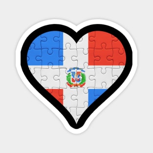 Dominican Jigsaw Puzzle Heart Design - Gift for Dominican With Dominican Republic Roots Magnet