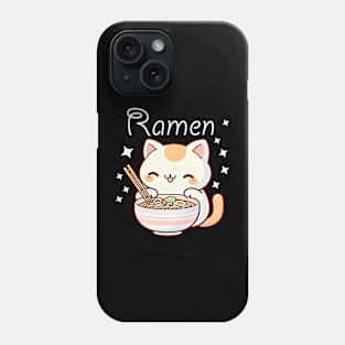 Cute kawaii cat and ramen design Phone Case