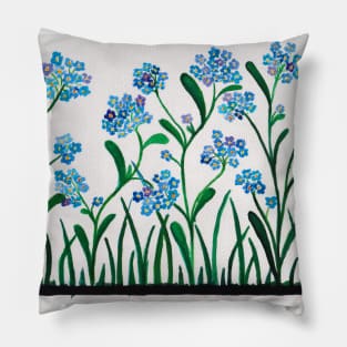 Watercolor - Forget me not flower Pillow