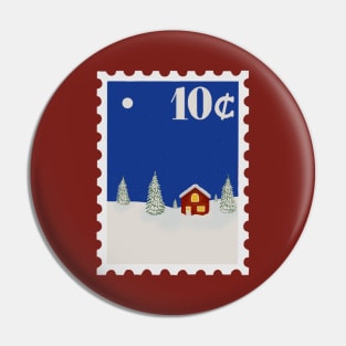 Cozy winter cabin stamp Pin