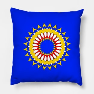 Sun and Mandala Shape in Primary Colors Pillow