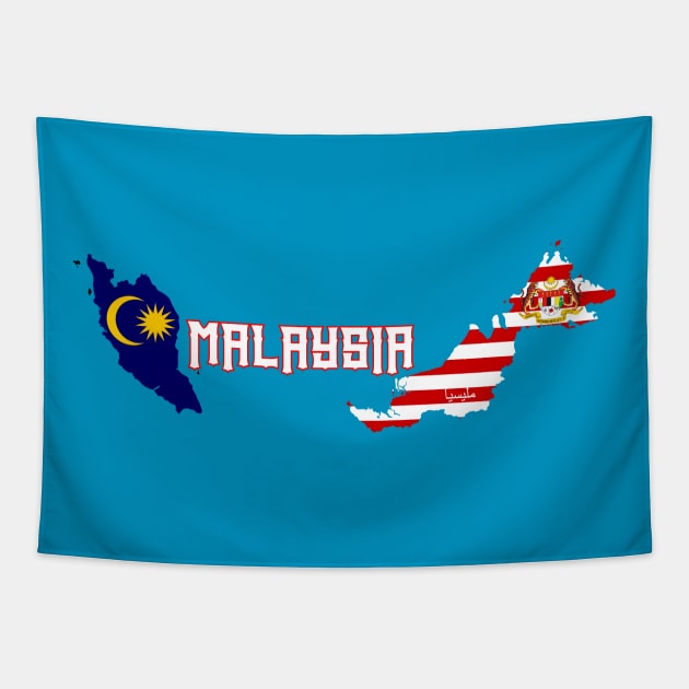 Malaysia flag & map Tapestry by Travellers