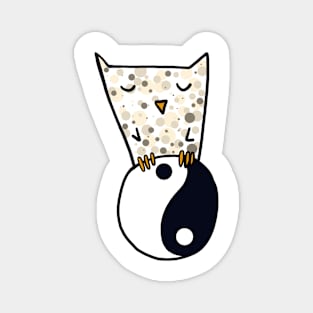 Yin and yang sign with owl Magnet