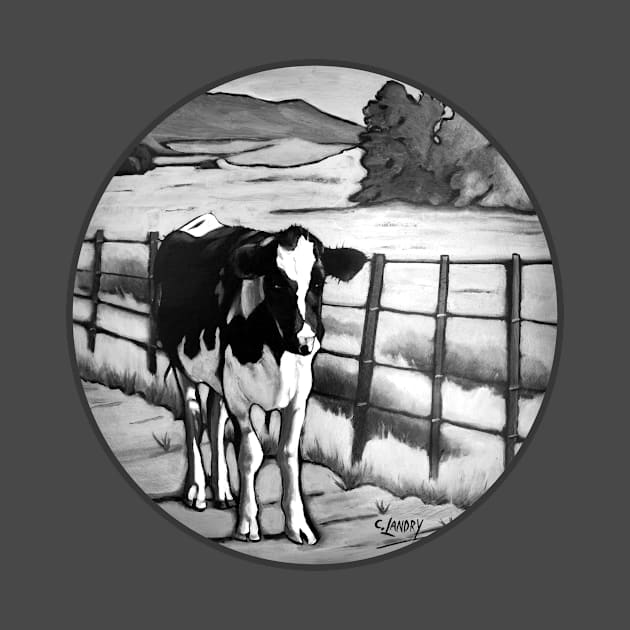 Cow on Farm/Black & white by Carol Landry Fine Art 