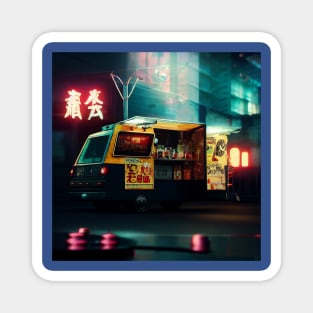 Cyberpunk Tokyo Ramen Food Truck Magnet