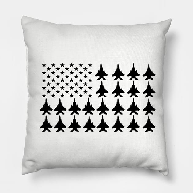 F-15 Eagle American Flag Pillow by Dirty Custard Designs 