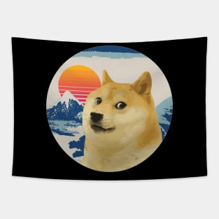 Doge Meme Much Wow japan mount fuji hokusai SHIBA INU Tapestry