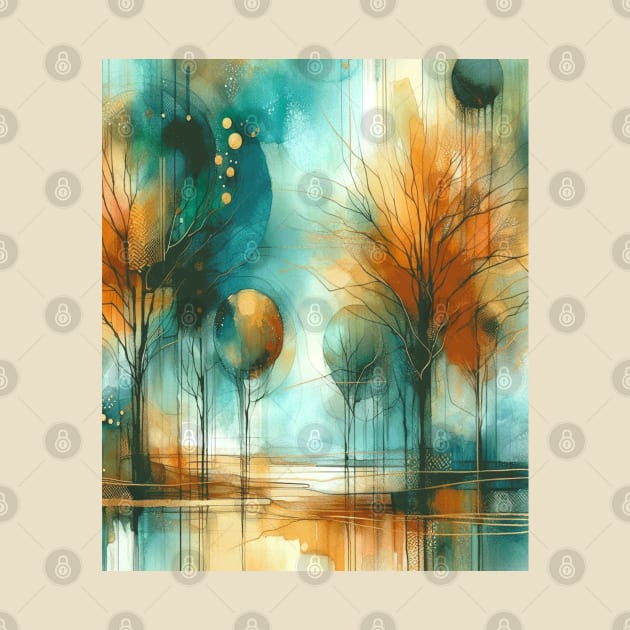 Abstract Watercolor Trees by Heartsake