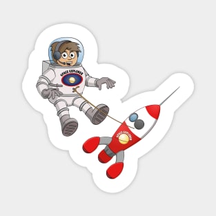 Space explorer illustration “The astronaut and his spaceship” Magnet