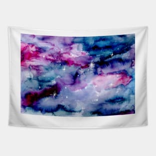 Galaxy starry sky pink purple blue Tapestry