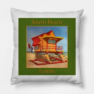 Cute Lifeguard tower in South Beach Miami Florida Pillow