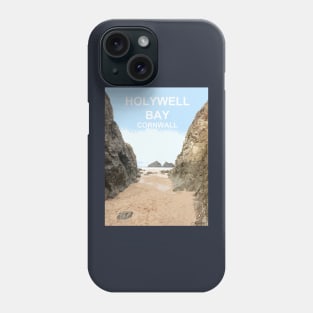 Holywell Bay Cornwall. Cornish gift. Travel poster Phone Case