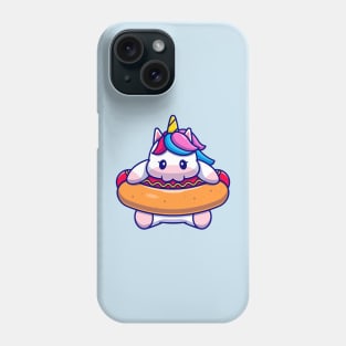 Cute Unicorn Eating Hotdog Cartoon Phone Case