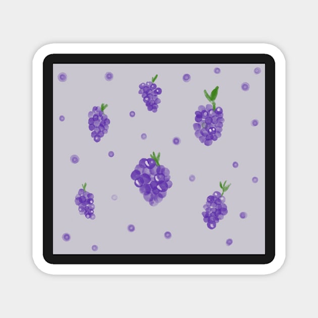 Grapes watercolor different shapes purple grapes fruit pattern Magnet by AnabellaCor94