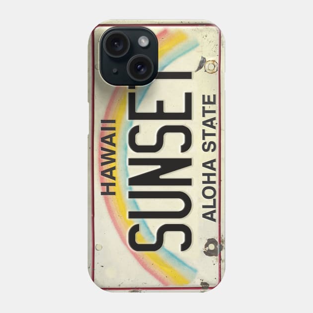 Vintage Hawaii License Plate SUNSET Phone Case by HaleiwaNorthShoreSign