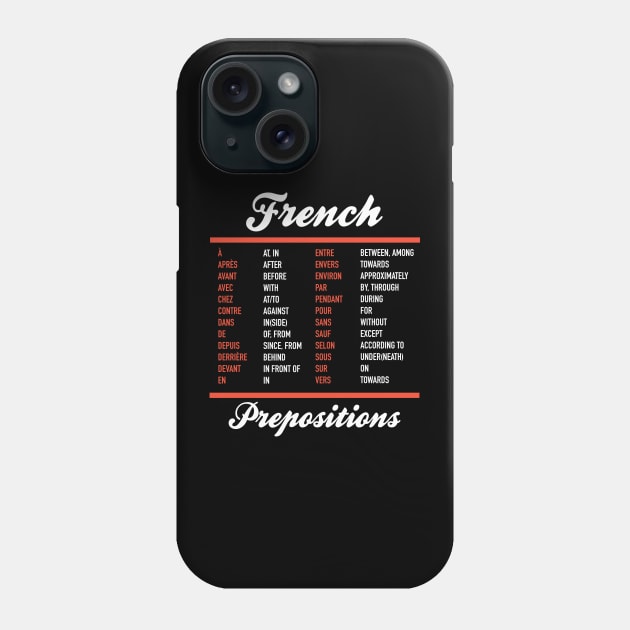 French Prepositions Phone Case by Hidden Verb