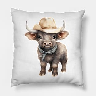 African Cape Buffalo Wearing a Cowboy Hat Pillow