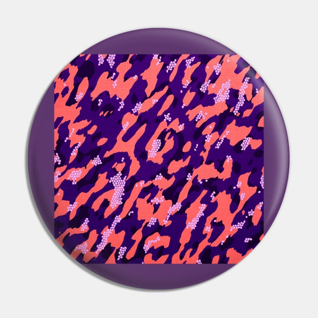 Camouflage - Purple and Coral Pin by Tshirtstory