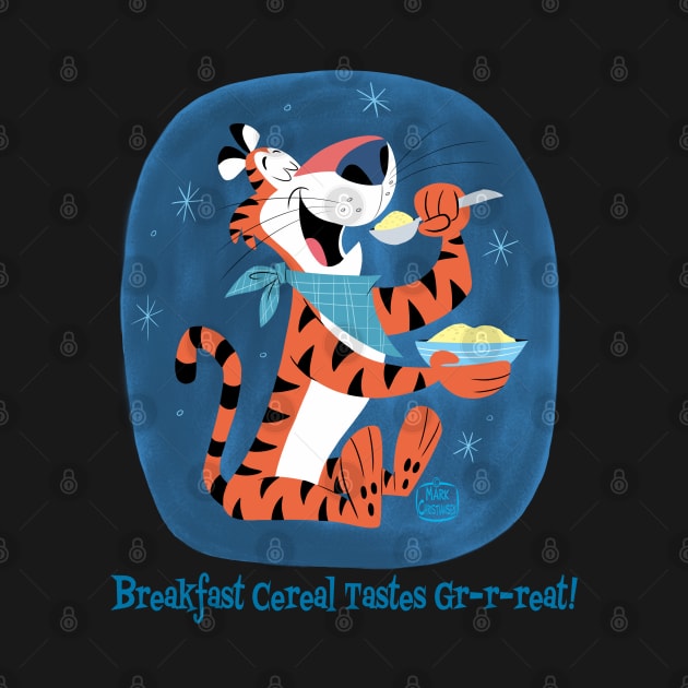 Tiger Eating Breakfast Cereal by markscartoonart62
