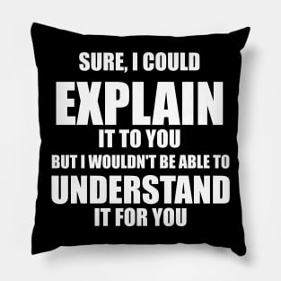 I Could Explain It To You But I Can't Understand It For You Sarcastic Funny Gift Pillow