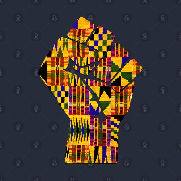 Kente Fist Design Melanin Black Pride T-Shirt by Merchweaver