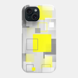 Midcentury Modern Retro Squares in Yellow, White and Gray Phone Case