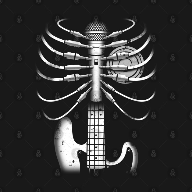 Music Skeleton Cool Guitar Microphone Speaker Heart by Blink_Imprints10