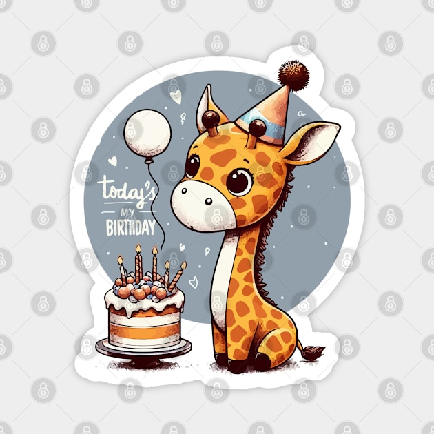 Kawaii Giraffe Today Is My Birthday Party Magnet by TomFrontierArt