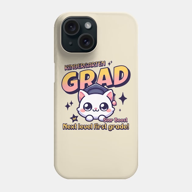 Kindergarten Graduation Cute Kawaii Cat Last Day of School Leveling Up Phone Case by daisyblue