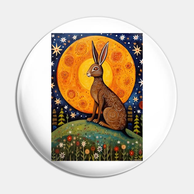 Moonlit Reverie: The Hare's Serenity Pin by thewandswant