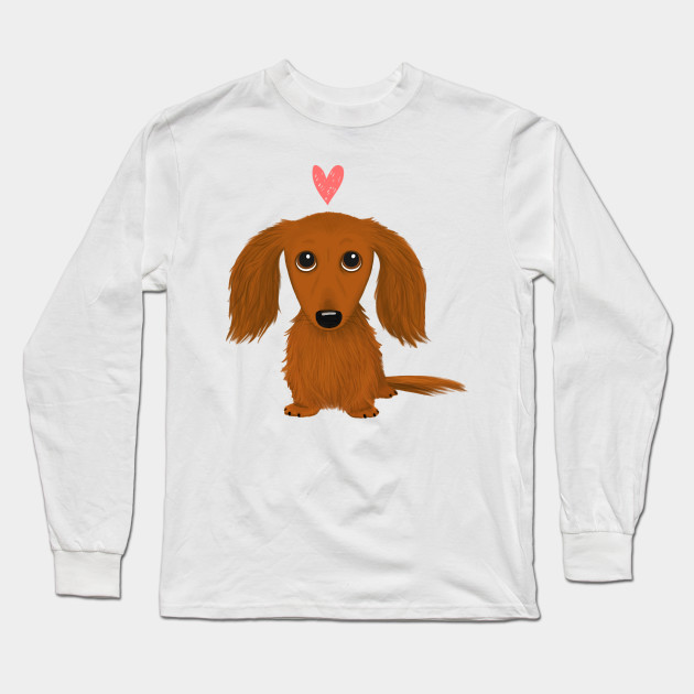 Cute Longhaired Dachshund Cartoon Dog With Heart Dachshund