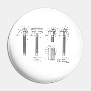 Safety Razor Vintage Patent Hand Drawing Pin