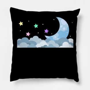 Dreamy Moon Cloud in the Night Sky - Aesthetic Logo Design Pillow