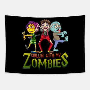 Chillin With My Zombies Halloween Costume Funny Gift Boys Tapestry