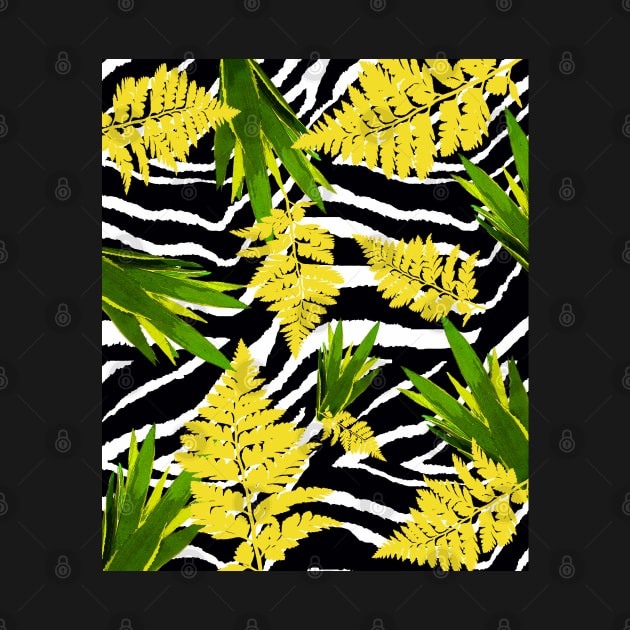 ZEBRA TROPICAL PALMS AND FERNS PATTERN by Overthetopsm