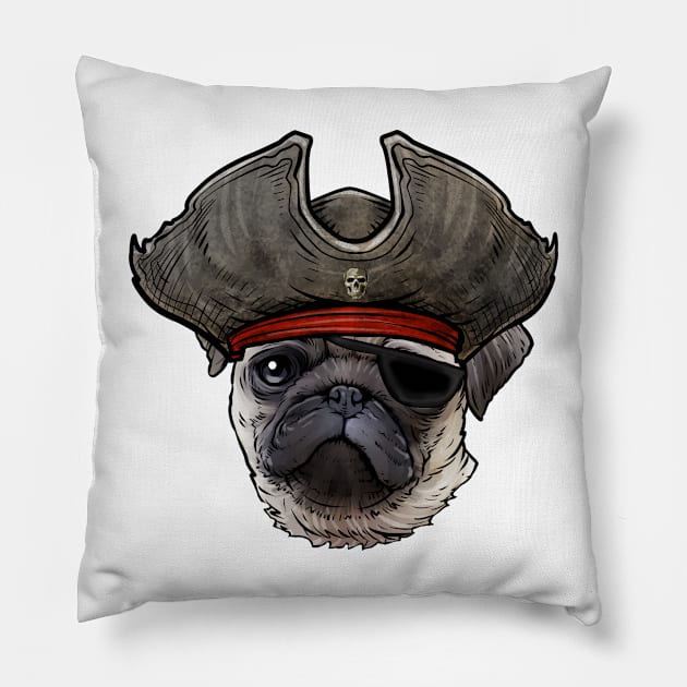 Pug Pirate Pillow by whyitsme