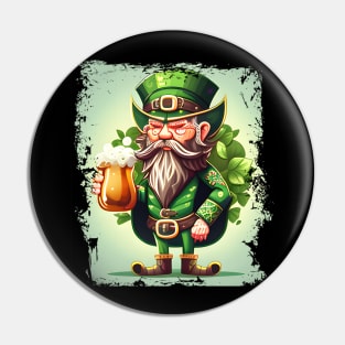 Leprechaun with Beer St Patricks- Irish St Patrick's Day T-Shirt Pin