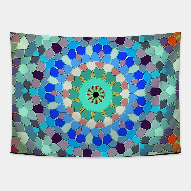 Colorful Mandala Octagon Shaped Tiles Tapestry by KaSaPo