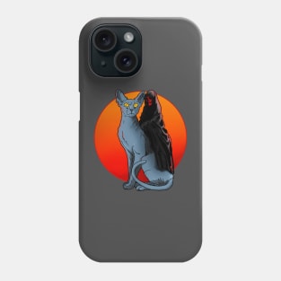 Death Rides a Blue Cat Phone Case