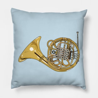 French horn cartoon illustration Pillow