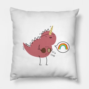 Dinosaur dressed up as a unicorn Pillow