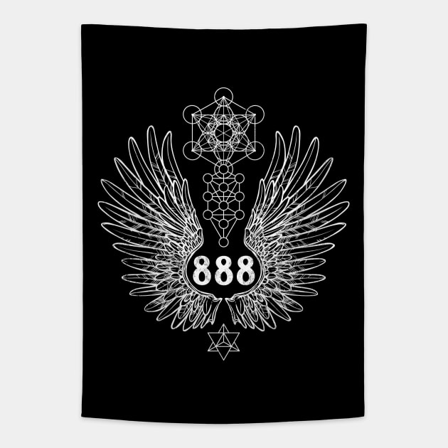 Angel Number 888 Sacred Geometry Tapestry by LadyMoldavite