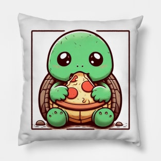 Pizza-Loving Baby Turtle Pillow