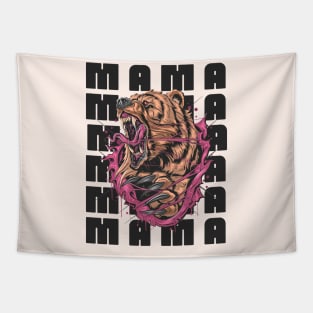 Mama Grizzly Bear Graphic Art Illustration Tapestry